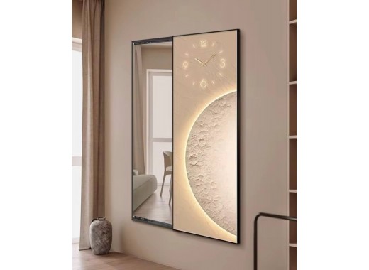 80*150 Cm Gorgeous Mirrior Art Painting With Moon And Clock